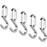 Gedotec Einhängehaken für Schrankstange Oval Schrankrohr | S-Haken Metall Chrom poliert | Garderoben-Haken für Kleiderstange 30 x 15 mm | 5 Stück | Design Kleiderhaken Aufhänger für Möbel-Stangen