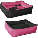 BedDog 2in1 Hundebett waschbar Hundekissen mit Rand Hundesofa,CANDY (pink/schwarz),(M) ca. 70x55x18cm