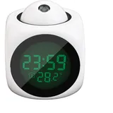 Ableholy LED-Projektor-Wecker, multifunktionale digitale Temperaturanzeige, sprechende Projektionsuhr für Schlafzimmer, Decke, Küche, Schreibtisch, Regal, Wand (weiß)