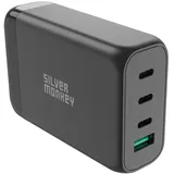 Silver Monkey SMA151 130W 3xUSB-C PD USB-A QC 3.0 mit abnehmbarem Stromkabel – Weiß (130 W), USB Ladegerät, Schwarz