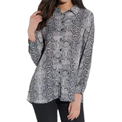 vestino Damen Bluse Sommer-Bluse mit Schlangenmuster Hemd-Bluse 900499 Weiß/Schwarz - S