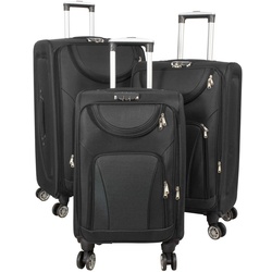 MONOPOL® Trolleyset 78, 68, 55 cm – 4 Rollen – mit Dehnfalte – in 4 Farben – Koffer schwarz
