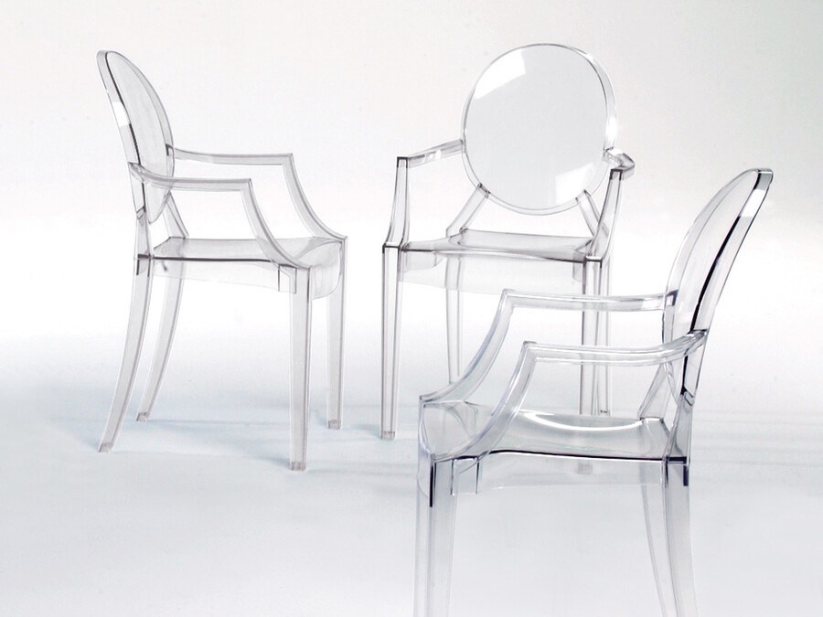 Kartell Armlehnstuhl Louis Ghost, Designer Philippe Starck, 95x56.5x58.5 cm