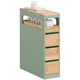 SoBuy Badezimmerschrank mit Rollen 65 x 82 x 24 cm Grün