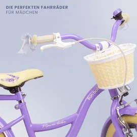 SUN BABY Mädchenfahrrad 16 Zoll Glocke Zusatzräder Schubstange Flower Bike lavendel - Violett