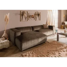 Massivmoebel24 Ecksofa 304x164x69 Ottomane links Cord taupe Valencia