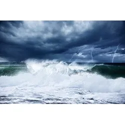 Fototapete PAPERMOON "Wellen mit Gewitter", bunt, B:4,50m L:2,80m, Vlies, Tapeten