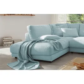 KAWOLA Ecksofa Madeline Cord Recamiere links hellblau