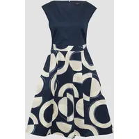 S.Oliver BLACK LABEL Ausgestelltes Etuikleid aus Baumwollmix, Damen, blau,