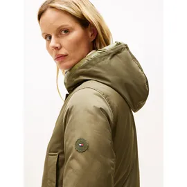 Tommy Hilfiger Wintermantel TOMMY HILFIGER "PADDED NYLON REG PARKA", Damen, Gr. XXL (44), grün (utility olive), Web, Obermaterial: 59% Baumwolle, 41% Polyester, unifarben, Mäntel Wintermantel