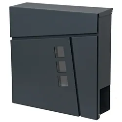 Briefkasten MCW-B29, Wandbriefkasten Postkasten Zeitungsfach, pulverbeschichtet ~ anthrazit