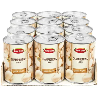 Beste Ernte Champignonköpfe I. Wahl 230 g Abtropfgewicht, 12er Pack