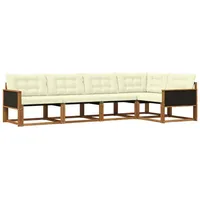 vidaXL Outdoor-Sofagarnitur 5-tlg. Natur/Creme