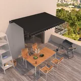 IKAYAA Alu Gelenkarmmarkise 450 x 350 cm Markise Gelenkmarkise Terrassenmarkise Klemmmarkise Sonnenmarkise Balkonmarkise wasserabweisend Polyester, Anthrazit