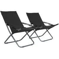 VidaXL Klappbare Strandstühle 2 Stk. Stoff Schwarz