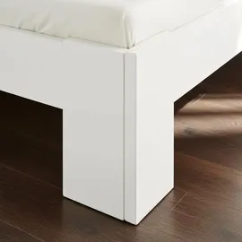 Homestyle4u Holzbett 180 x 200 cm mit Lattenrost Weiss Kiefer Massivholz - Weiß