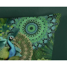HIP Wendebettwäsche »Agatha« 2 Stk., tlg. Mako-Satin, Reißverschluss, Wendeoptik, Mandala, Pfau, grün,