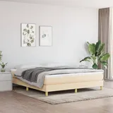 vidaXL Boxspringbett mit Matratze Creme 160x200 cm Stoff