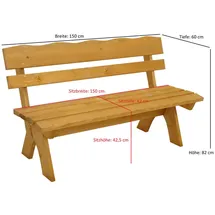 TPFGarden Gartenbank 150 x 60 x 82 cm