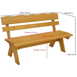 TPFGarden Gartenbank 150 x 60 x 82 cm