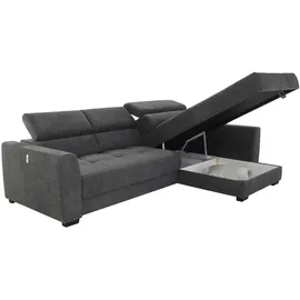JOB Eckcouch Stoff 2-Sitzer Grau