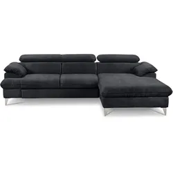 COTTA Ecksofa David Stoff Black / Anthrazit