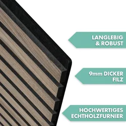 KARAT Akustikpaneel für Angenehme Raumakustik in Holzoptik 60 x 60 cm Black Walnut