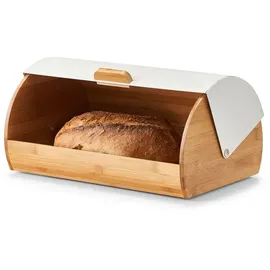 Zeller Brotkasten Bambus/Metall Weiß