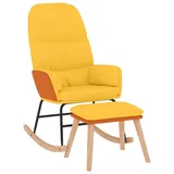 vidaXL Schaukelsessel Modell 3 Baumwolle 70 x 80 x 90 cm Gelb mit Hocker