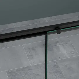 doporro Duschkabine 100x130x195cm Eckdusche Rechts-oder Linkseinstieg ESG-Sicherheitsglas Klarglas inkl. Nano-Beschichtung - Schwarz,