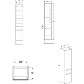 Geberit Renova Plan Hochschrank 39 x 180 x 36 cm Nussbaum Holz