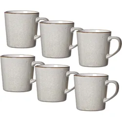 Becher RITZENHOFF & BREKER "Visby", grau, H:9cm Ø:9cm, Steinzeug, Trinkgefäße, Steinzeug, handveredelt, jedes Stück ein Unikat, 400 ml. 6-teilig