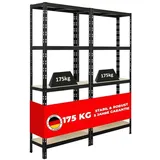 Proregal Mega Deal 2x Schwerlastregal APOLLO HxBxT 180 x 75 x 30 cm Fachlast 175kg Schwarz