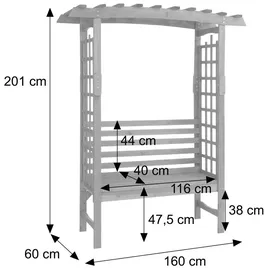 MCW Rosenbogen mit Sitzbank 201 x 160 x 60 cm Natur
