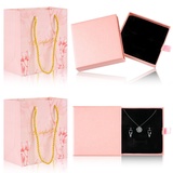 Deepton Schmuck Geschenkbox, 2 Stück Schmuckbox, Schmuckschatulle mit 2 Stück Geschenktasche, Schmuck Box, Schmuckbox Klein, Schmuck Geschenkbox, Schmuckschachtel für Halskette - Rosa