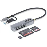 Startech StarTech.com USB 3.0 Multikartenleser, SD/microSD/CF, Mobiler USB 5Gbps Kartenadapter, Externer USB-C Kartenleser mit USB-A Adapter - Funktioniert mit jedem Betriebssystem