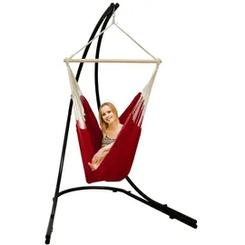 AMANKA XXL Hängesessel mit Gestell Hängestuhl für 2 Hängeliege Hängesitz Bordeaux Rot