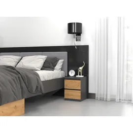 Topeshop Nachttisch M2 0 x 0 x 0 cm Grau/Braun