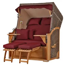 Mr. Deko Strandkorb - bene living - Schaalsee Teak - PE grau - Modell 550 - inkl. Liftersystem