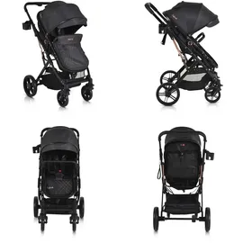 Moni Kombikinderwagen Rafaello 2 in 1, umbaubar, Sportsitz, Fußabdeckung, Tasche schwarz