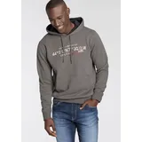 delmao Kapuzensweatshirt Langarm, lockere Passform, mit Print, mit Kapuze, Gr. M (48/50), grau, , 99344066-M