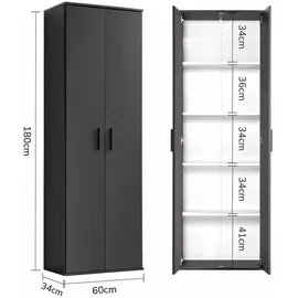 mokebo Mehrzweckschrank Der Lange 60 x 180 x 34 cm Schwarz