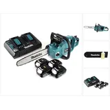 Makita DUC 353 PM4 Akku Kettensäge 36V ( 2x18V ) Brushless 35 cm + 4x 4,0 Ah Akku + Doppelladegerät