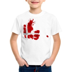 style3 Print-Shirt Kinder T-Shirt Flagge Dänemark Fußball Sport Denmark WM EM Fahne weiß 104