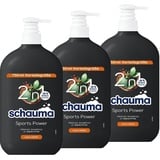 Schauma Schwarzkopf for Men Sports Power Shampoo (3x 750 ml) Kräftigungsshampoo, 2in1 Formel zum waschen von Haar und Körper, Erlebe mit Carnitin-T & Protein den Frische-Kick