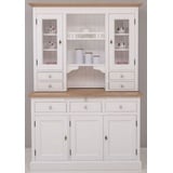 Casa Padrino Küchenbuffet Landhausstil Küchenschrank Weiß / Naturfarben 138 x 50 x H. 197 cm - 2 Teiliger Küchenschrank mit 5 Türen und 7 Schubladen - Landhausstil Küchenmöbel