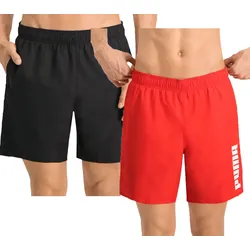 Puma Herren Bade-Shorts Sommer-Shorts mit Taschen stylische Schwimm-Hose Bademode Schwarz oder Rot - L