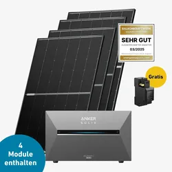 Basic 1800 bifazial Pro mit Anker SOLIX Solarbank 3 E2700 Pro und Halterung Fassade 90 Grad