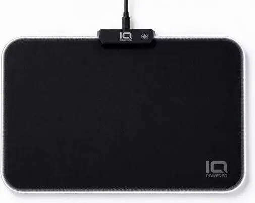 IQ POWERED KALI RGB Gaming-Mauspad, LED-Beleuchtung, 9 Leuchtmodi, 34,5 × 24,5 cm, glattes Stoffobermaterial, rutschfeste Gummibasis, USB-betrieben