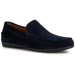 Mokassin GEOX "U SIRON A", Herren, Gr. 45, blau (navy), Leder, elegant, Schuhe Mokassin Slipper, Loafer, Pennyloafer, Slipper Geox Slipper in eleganter Optik